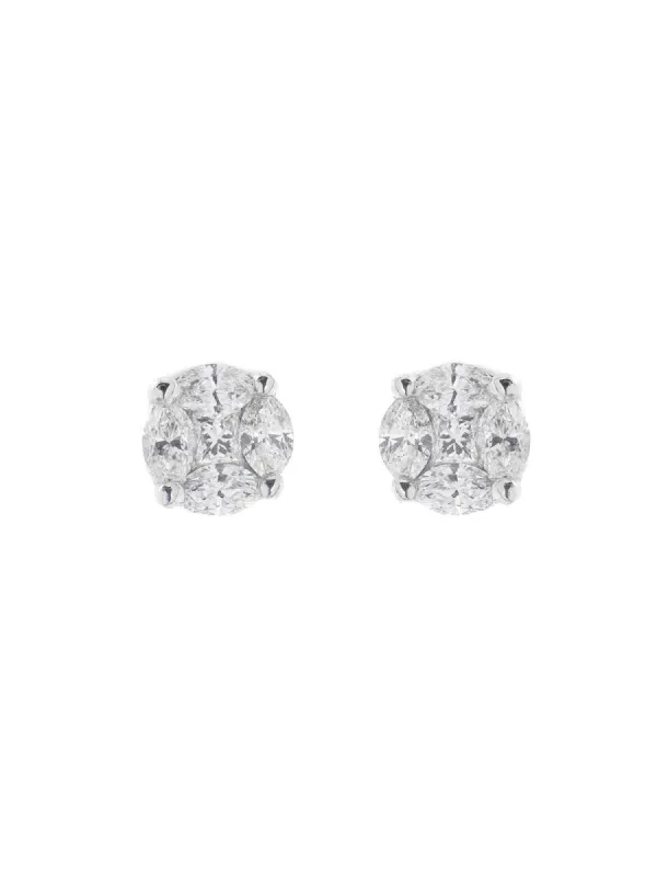 2.00ct Diamond 18K Gold Illusion Stud Earrings sold by Wish Fine Jewelry