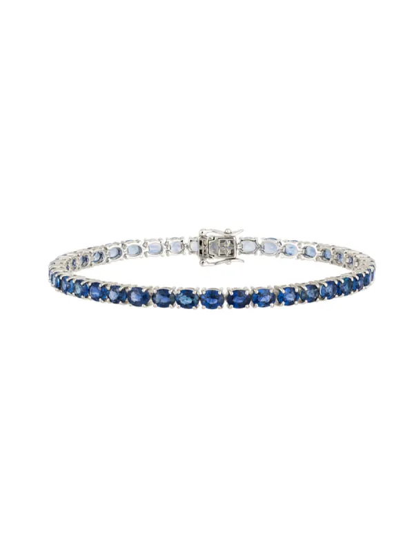 12.28ct Blue Sapphire 18K Gold Oval Tennis Bracelet sold by Wish Fine Jewelry