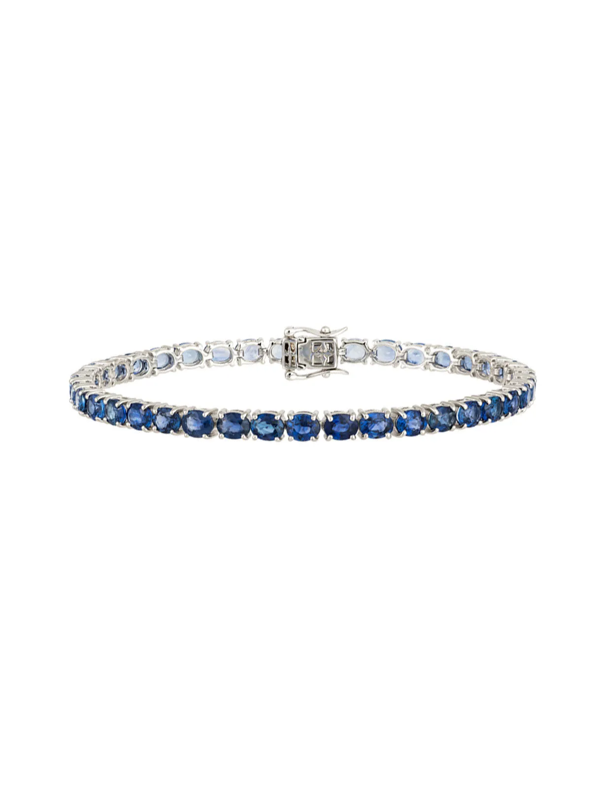 12.28ct Blue Sapphire 18K Gold Oval Tennis Bracelet sold by Wish Fine Jewelry