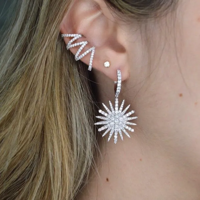 3.50ct Diamond 18K Gold Starburst Drop Earrings sold by Wish Fine Jewelry product image thumbnail 2