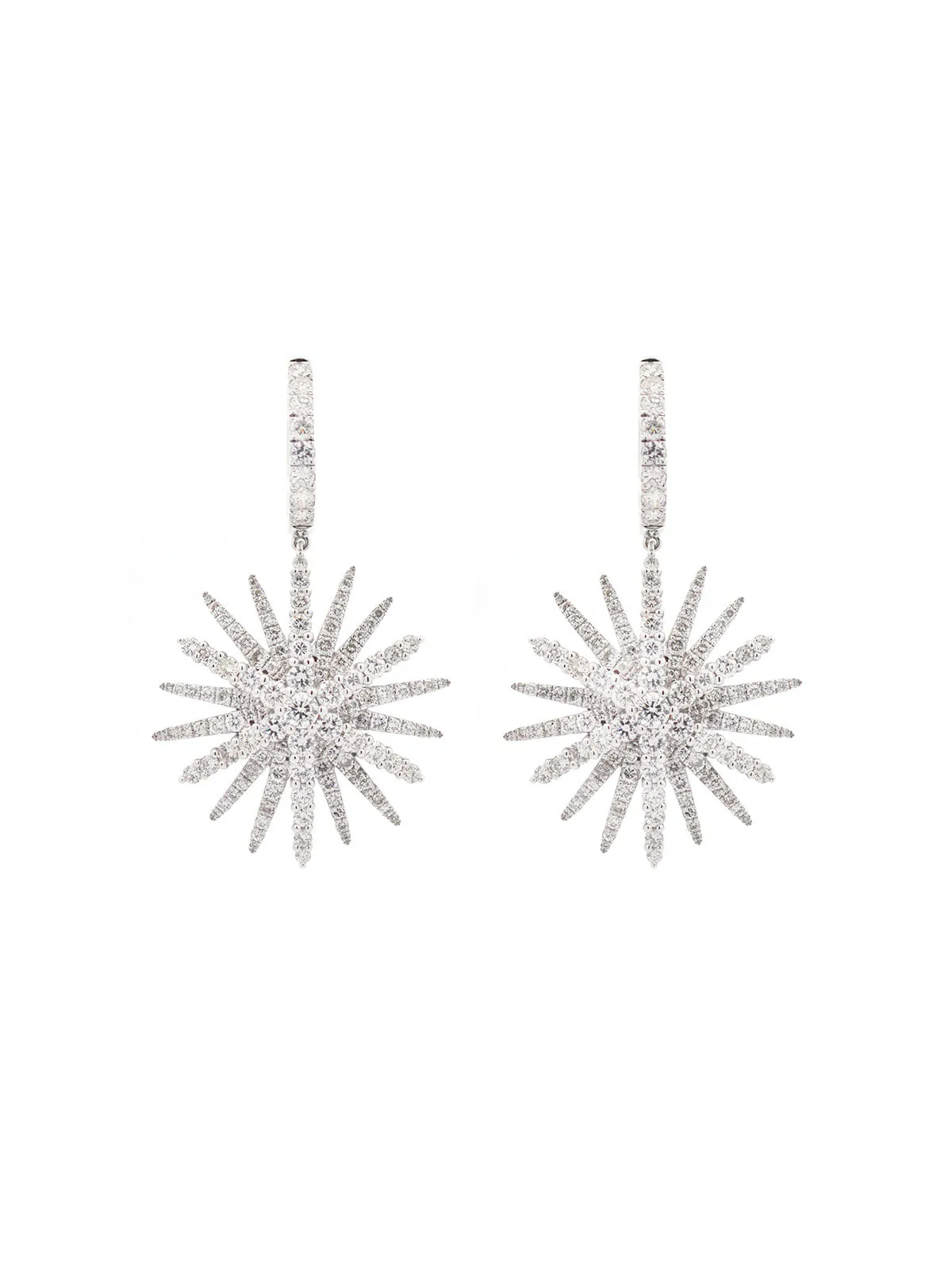 3.50ct Diamond 18K Gold Starburst Drop Earrings sold by Wish Fine Jewelry