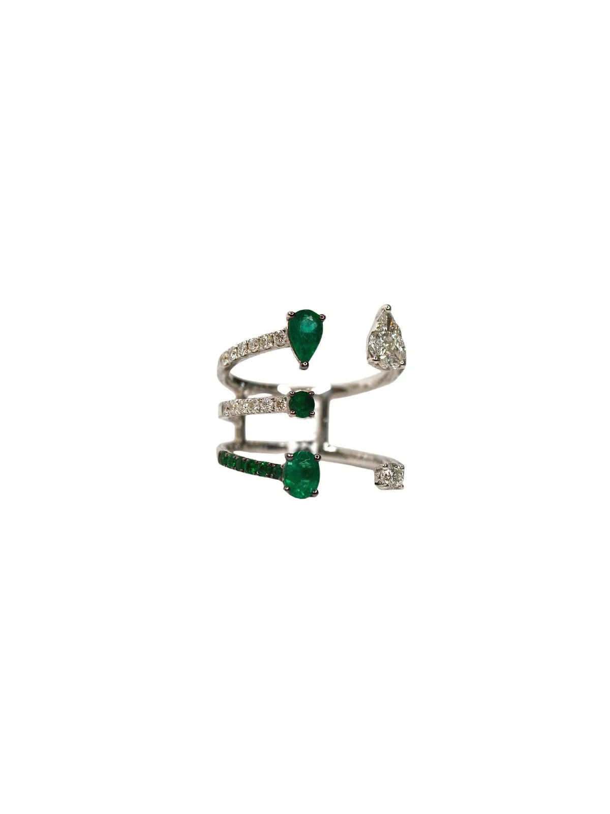 2.37ct Diamond Emerald 18K Gold Open Shank Ring sold by Wish Fine Jewelry product image thumbnail 4