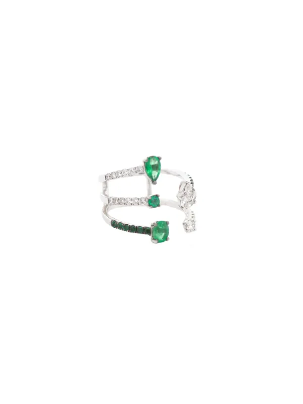 2.37ct Diamond Emerald 18K Gold Open Shank Ring sold by Wish Fine Jewelry