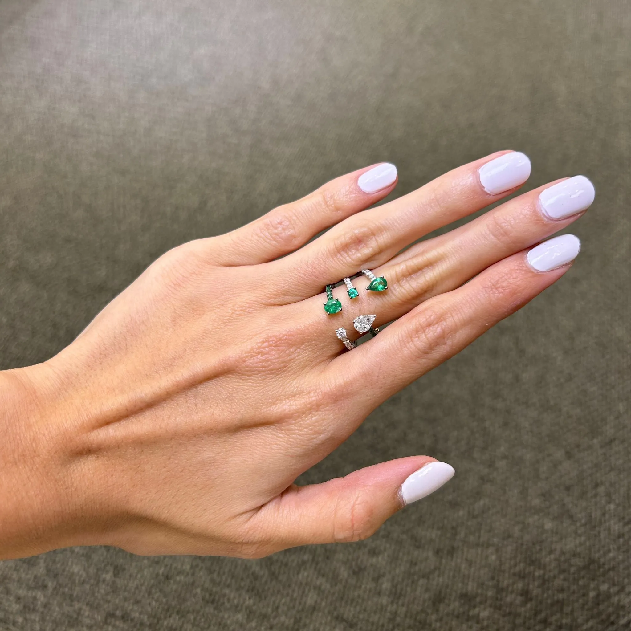 2.37ct Diamond Emerald 18K Gold Open Shank Ring sold by Wish Fine Jewelry product image thumbnail 5