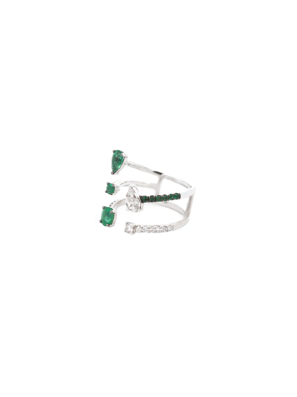 2.37ct Diamond Emerald 18K Gold Open Shank Ring sold by Wish Fine Jewelry product image thumbnail 2