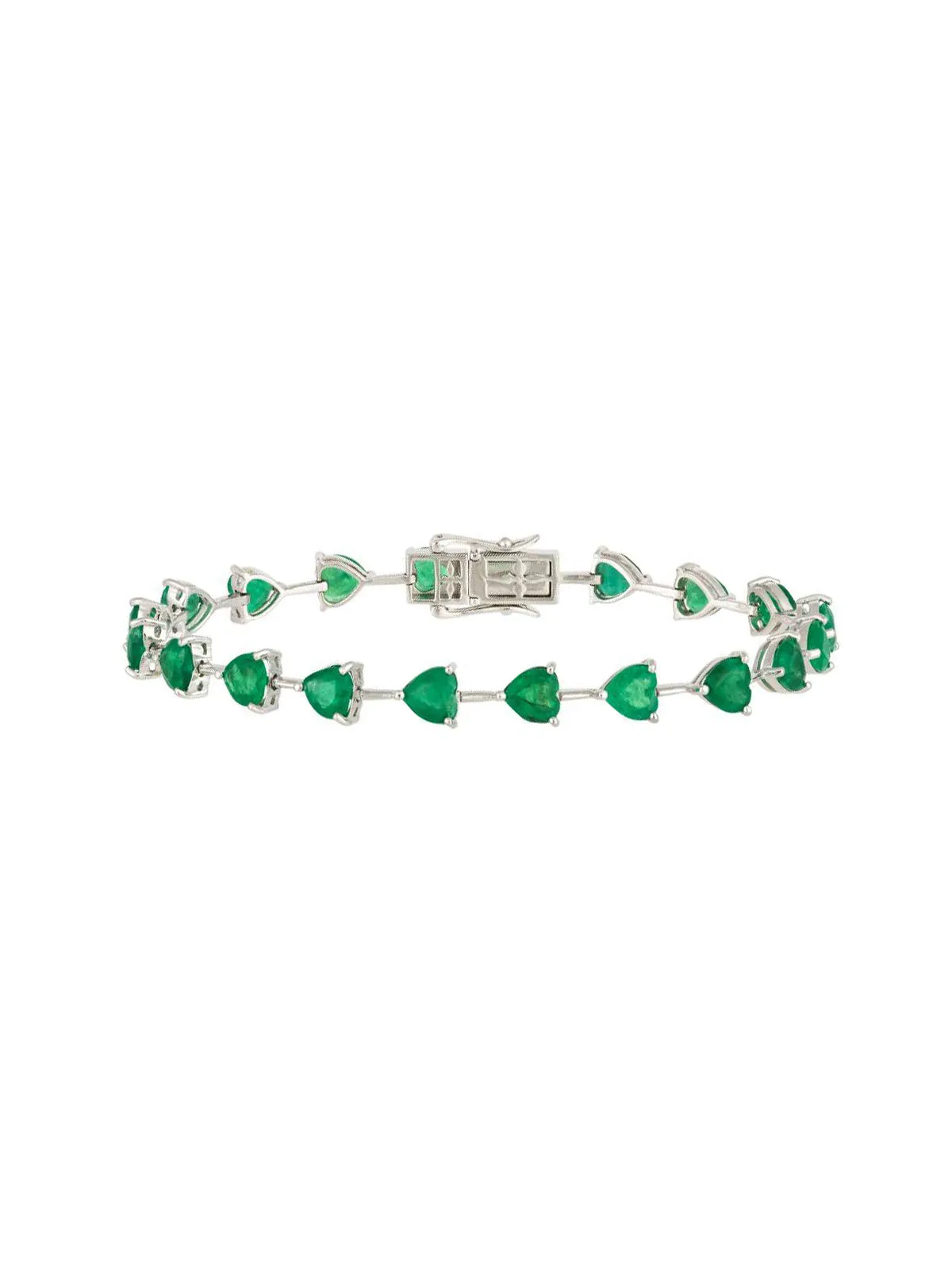 8.42ct Emerald 18K Gold Heart Link Bracelet sold by Wish Fine Jewelry