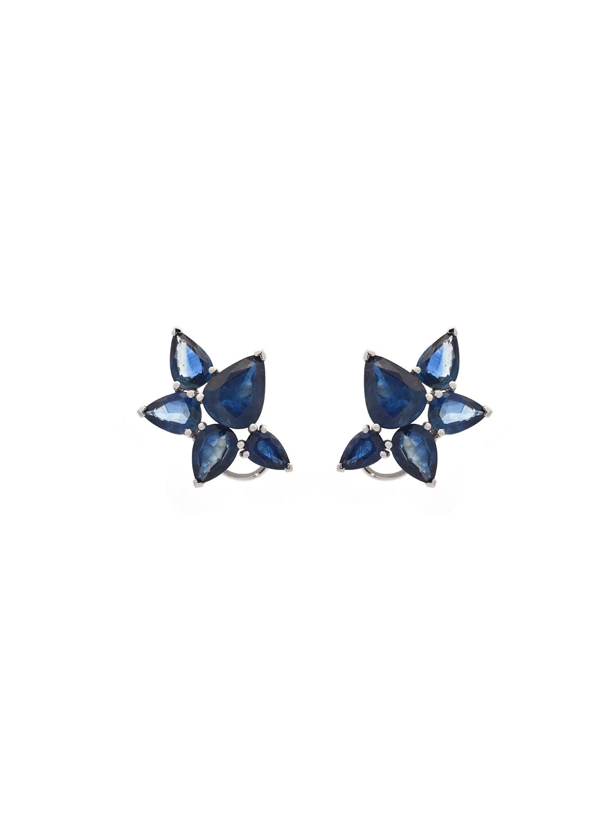 6.90ct Sapphire 18K Gold Cluster Earrings sold by Wish Fine Jewelry