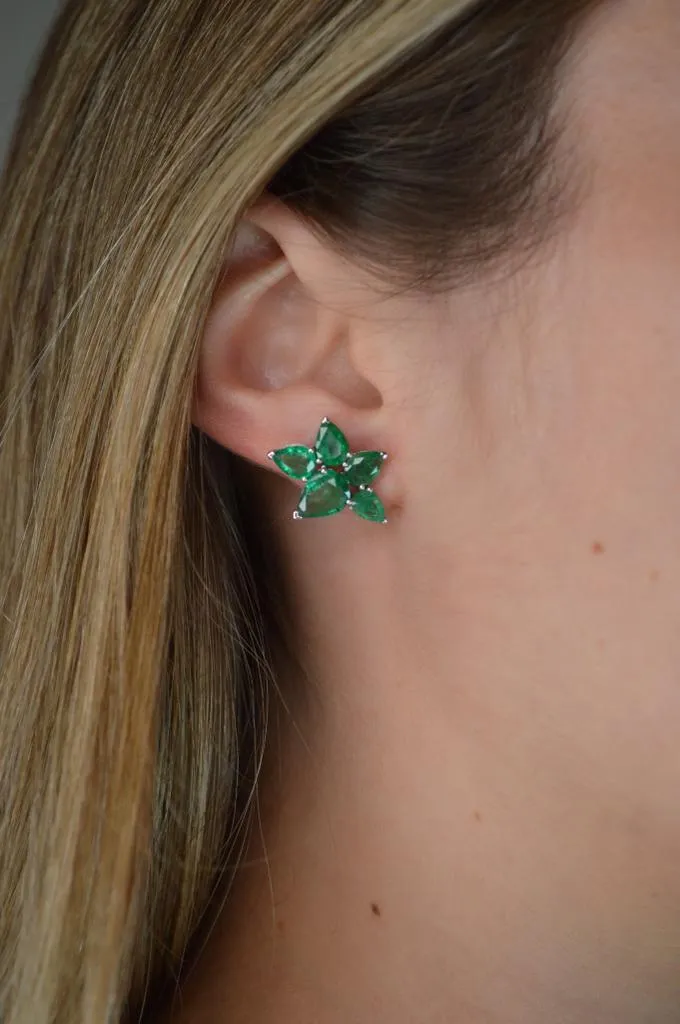 6.90ct Sapphire 18K Gold Cluster Earrings sold by Wish Fine Jewelry product image thumbnail 3