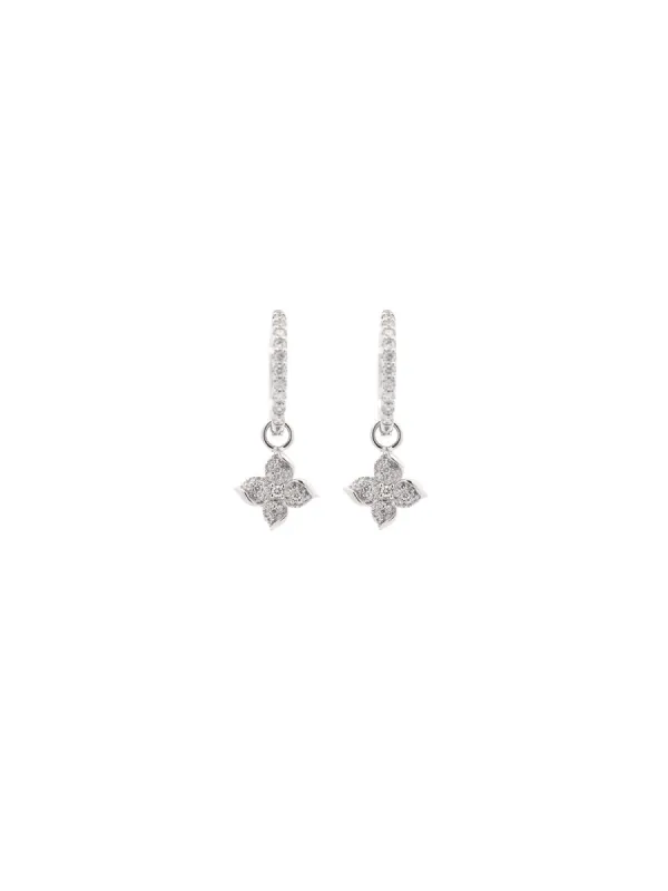 0.50ct Diamond 14K Gold Flower Dangle Drop Huggie Hoop Earrings sold by Wish Fine Jewelry