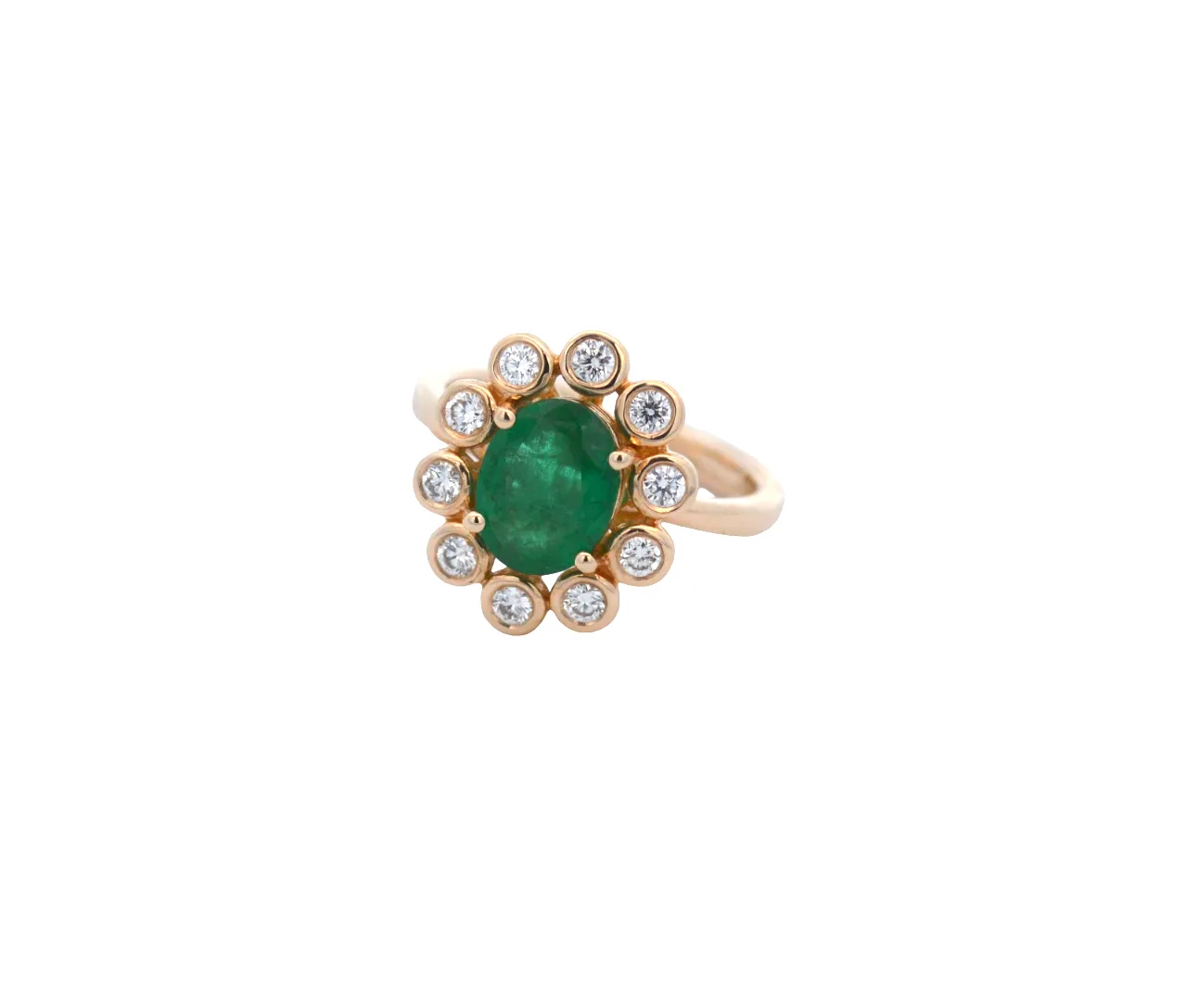 1.91ct Diamond Emerald 14K Gold Bezel Halo Ring sold by Wish Fine Jewelry product image thumbnail 2