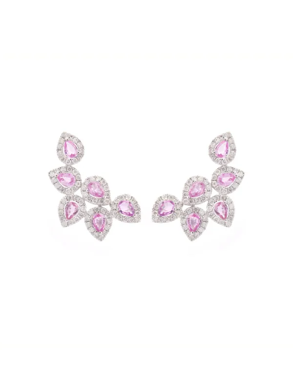 3.06ct Pink Sapphire Diamond 18K Gold Earrings sold by Wish Fine Jewelry