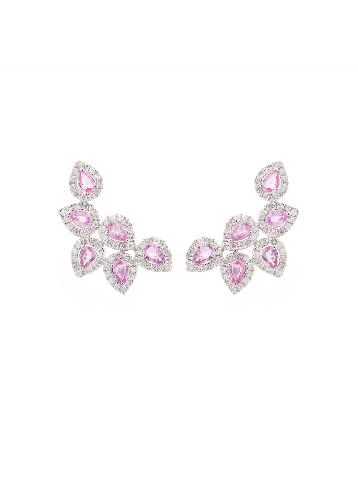 3.06ct Pink Sapphire Diamond 18K Gold Earrings sold by Wish Fine Jewelry