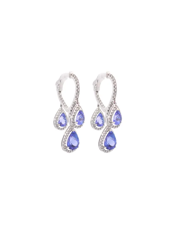 7.71ct Diamond Tanzanite 14K Gold Dangle Earrings sold by Wish Fine Jewelry