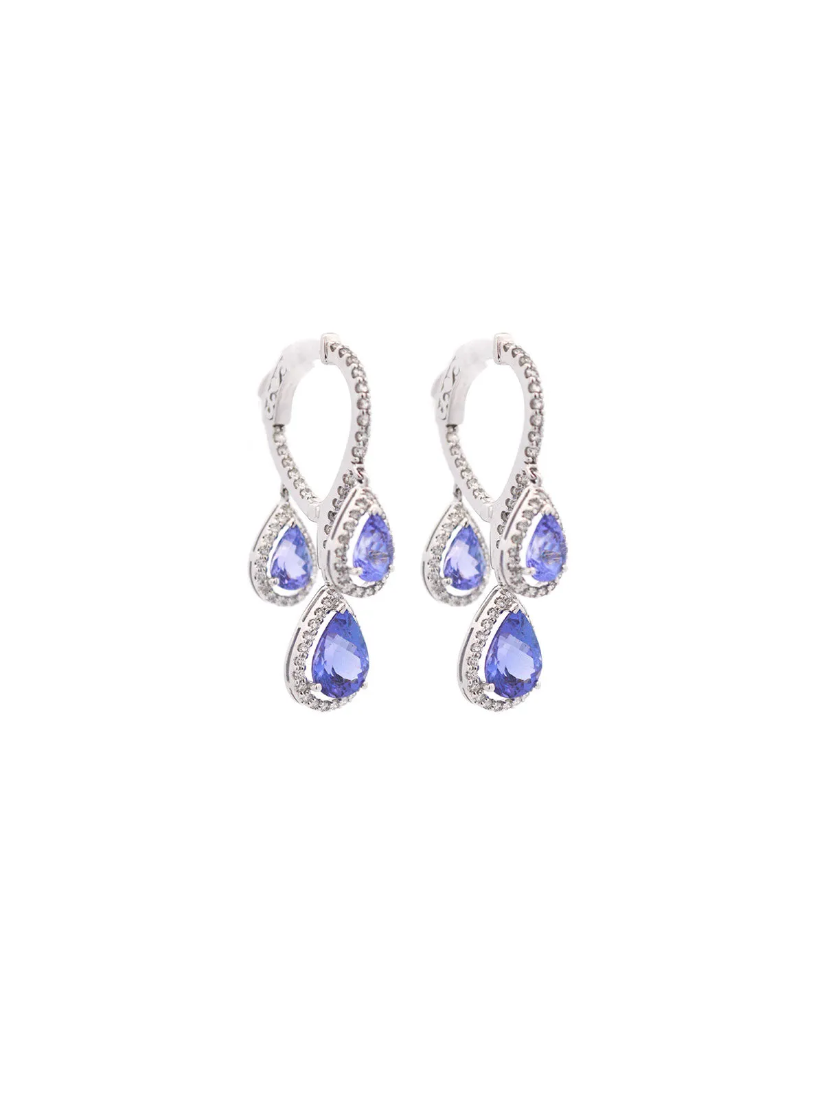 7.71ct Diamond Tanzanite 14K Gold Dangle Earrings sold by Wish Fine Jewelry
