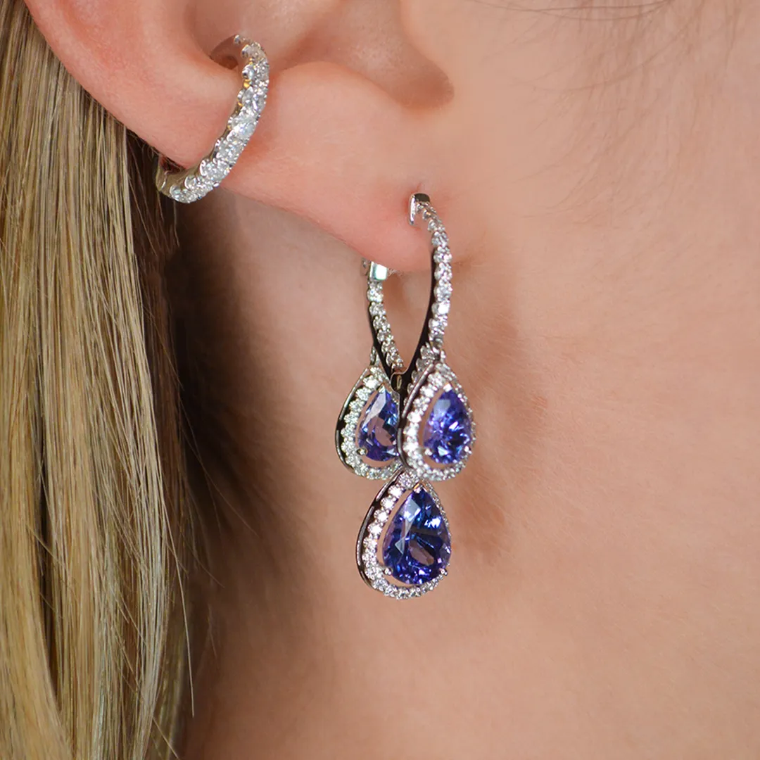 7.71ct Diamond Tanzanite 14K Gold Dangle Earrings sold by Wish Fine Jewelry product image thumbnail 3