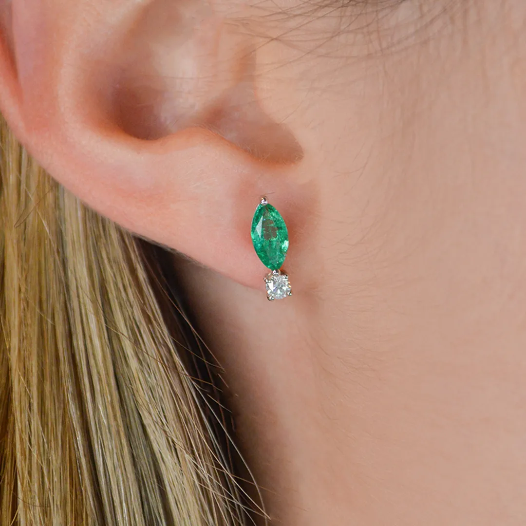 5.22ct Diamond Emerald 18K Gold Cluster Day & Night Earrings sold by Wish Fine Jewelry product image thumbnail 2