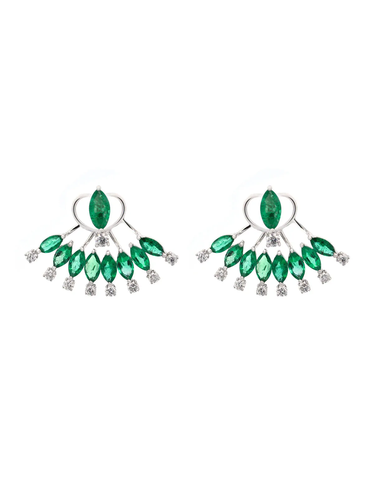 5.22ct Diamond Emerald 18K Gold Cluster Day & Night Earrings sold by Wish Fine Jewelry