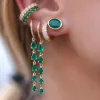 2.11ct Diamond Emerald 14K Gold  Huggie Dangle Drop Earrings sold by Wish Fine Jewelry