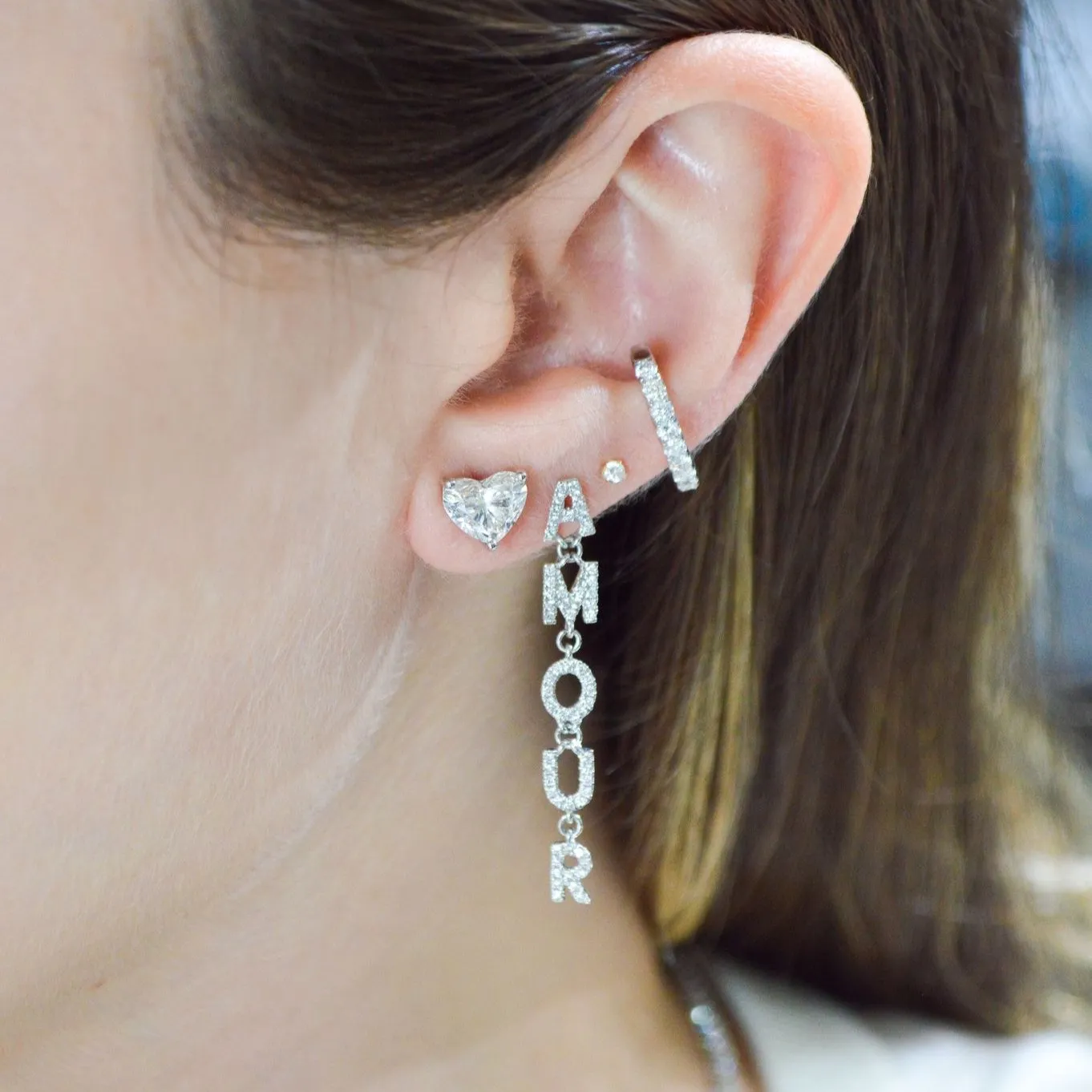 0.28ct Diamond 18K Gold Amour Single Dangle Drop Earrings sold by Wish Fine Jewelry product image thumbnail 3