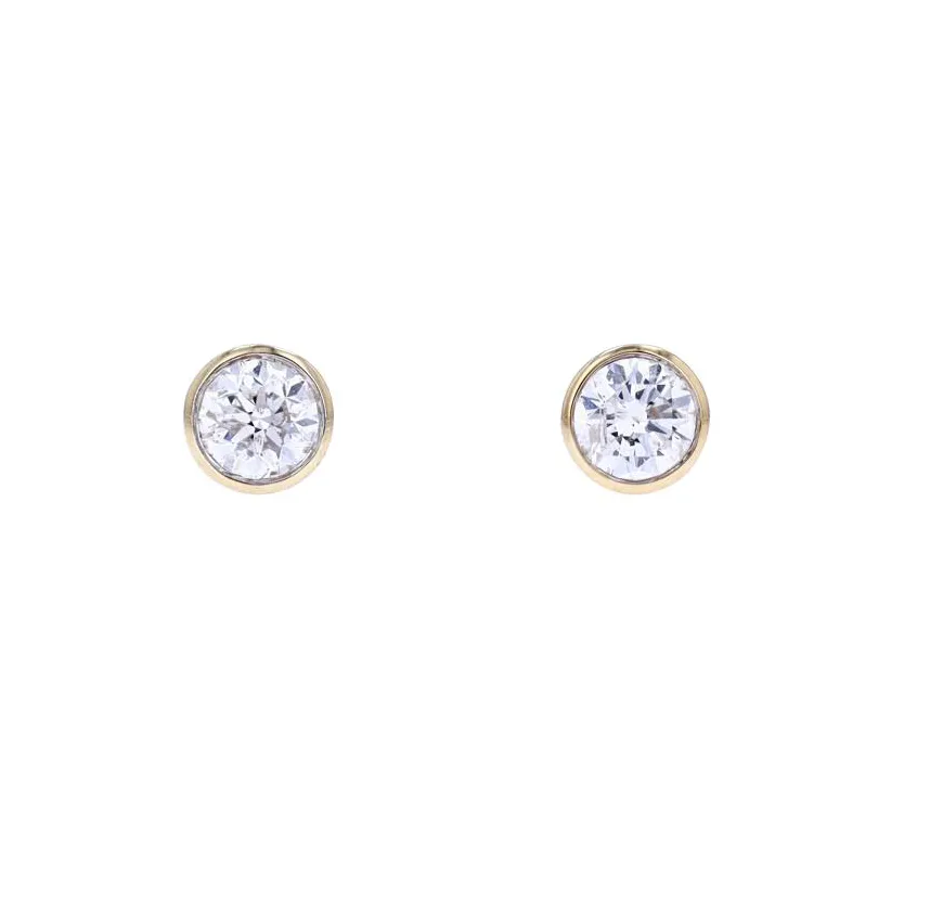 1.00ct Diamond 14K Gold Bezel Stud Earrings sold by Wish Fine Jewelry product image thumbnail 2
