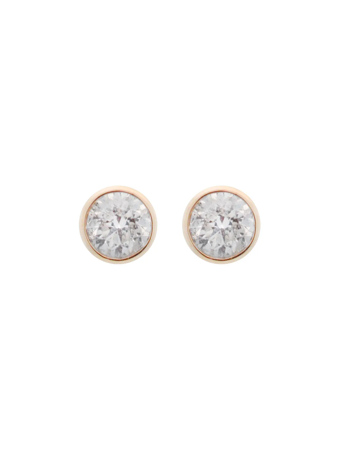 1.00ct Diamond 14K Gold Bezel Stud Earrings sold by Wish Fine Jewelry