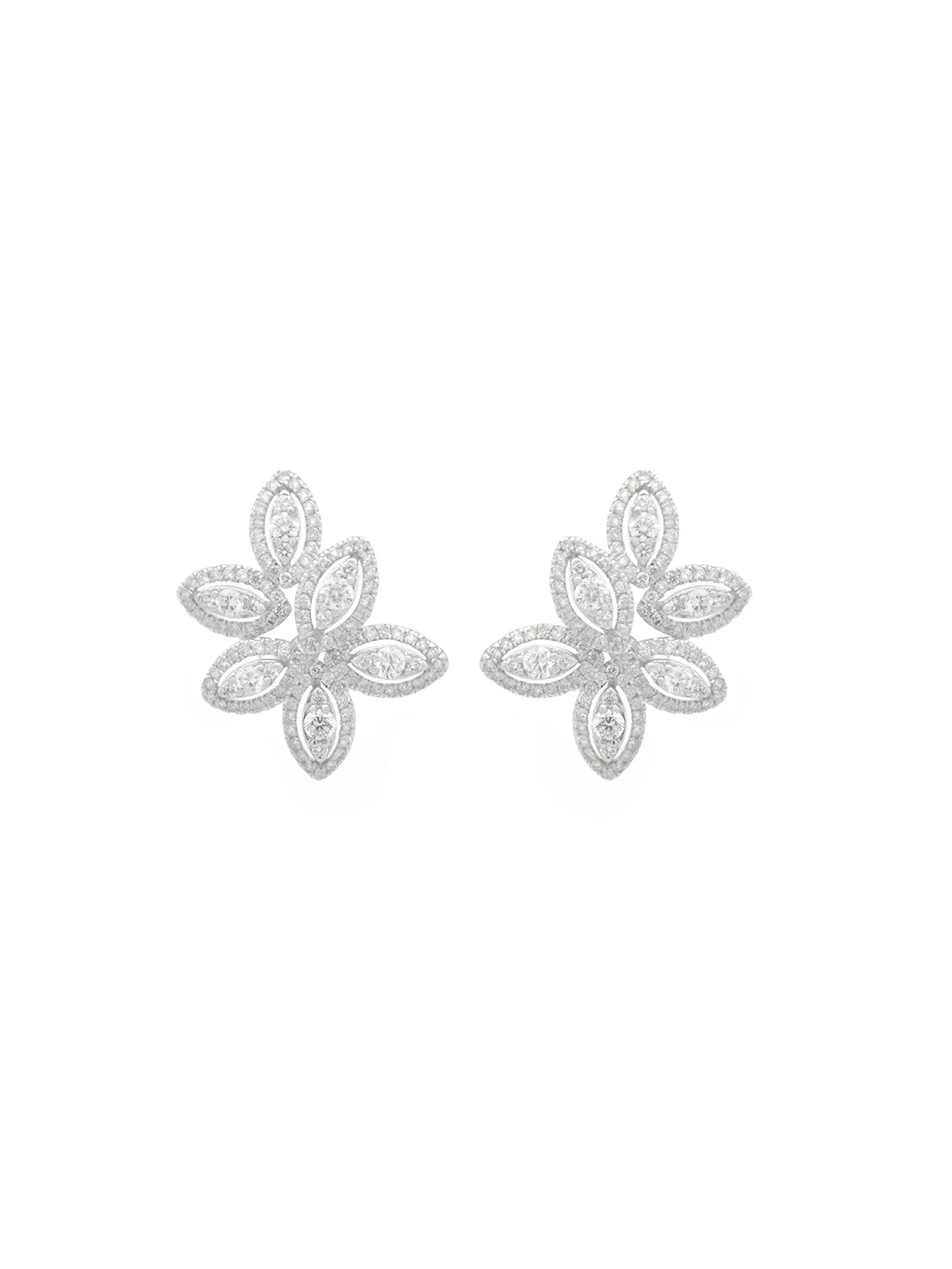2.04ct Diamond 18K Gold Cluster Leaf Earrings sold by Wish Fine Jewelry