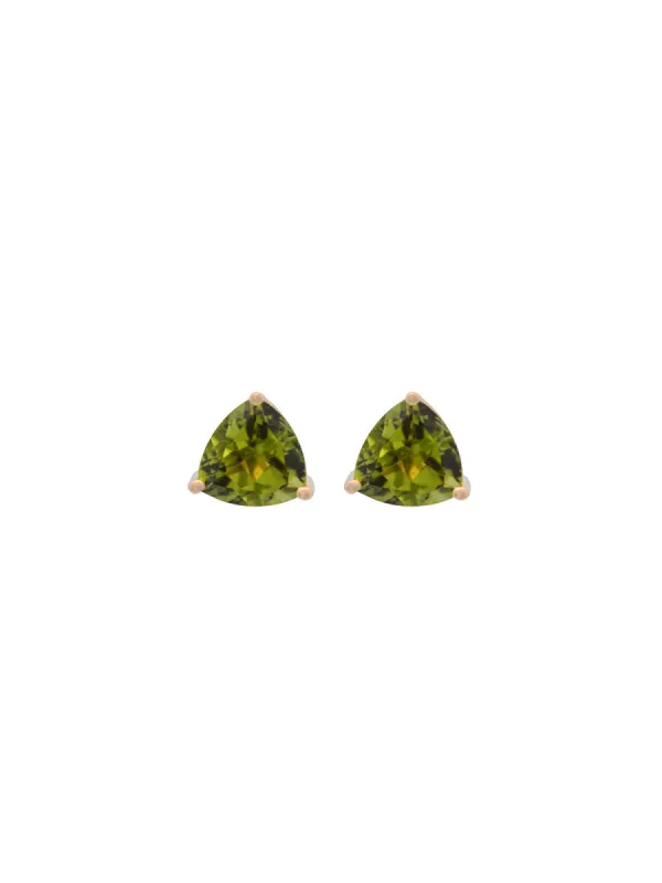 2.50ct Peridot 14K Gold Trillion Stud Earrings sold by Wish Fine Jewelry