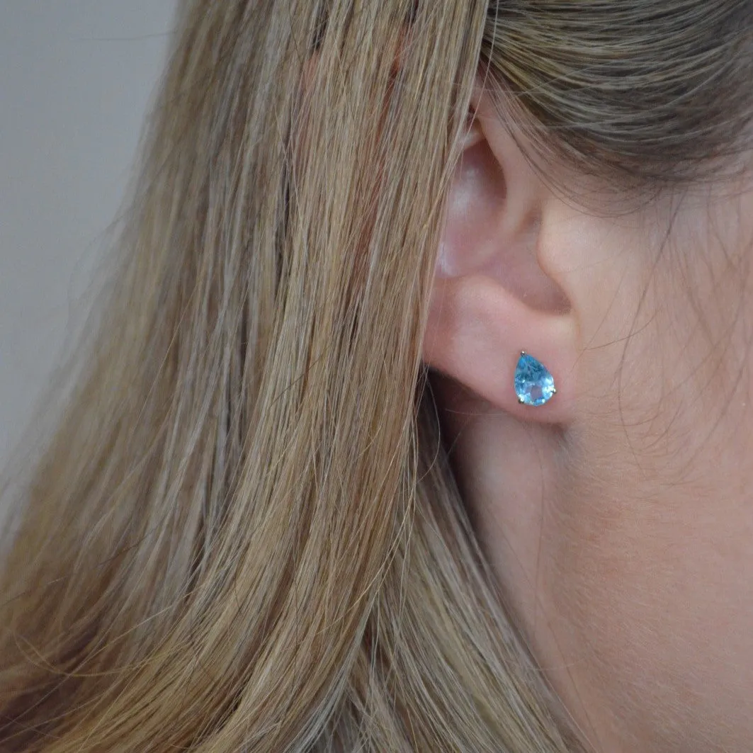 1.50ct Blue Topaz 14K Gold Stud Earrings sold by Wish Fine Jewelry product image thumbnail 2