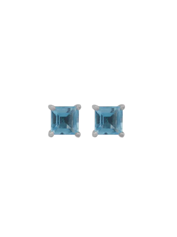 1.50ct Blue Topaz Stud 18K Gold Square Stud Earrings sold by Wish Fine Jewelry
