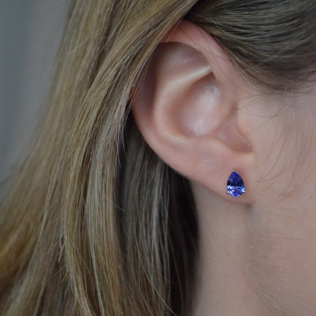1.40ct Tanzanite 14K Gold Pear Stud Earrings sold by Wish Fine Jewelry product image thumbnail 2