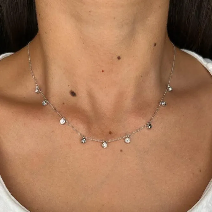 1.00ct Diamond 14K Gold Multi Drop Station Necklace sold by Wish Fine Jewelry product image thumbnail 2