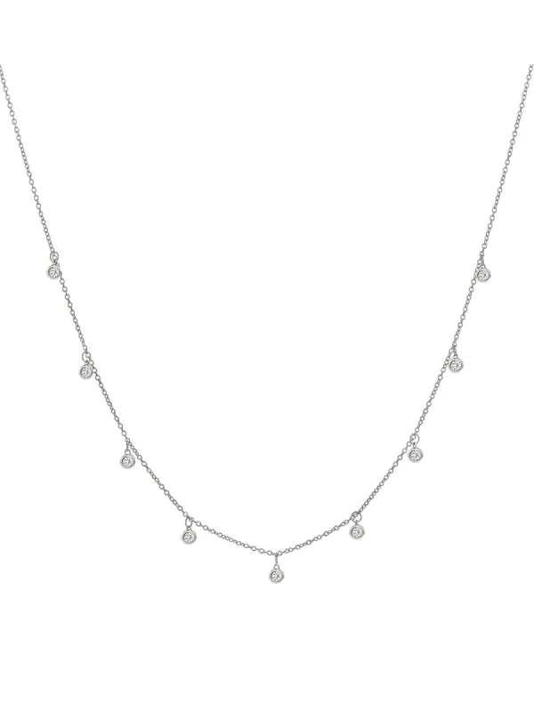 1.00ct Diamond 14K Gold Multi Drop Station Necklace sold by Wish Fine Jewelry