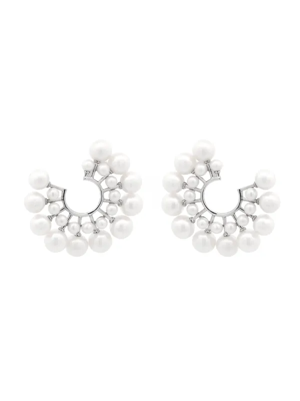 Pearl 18K Gold Statement Cluster Earrings sold by Wish Fine Jewelry