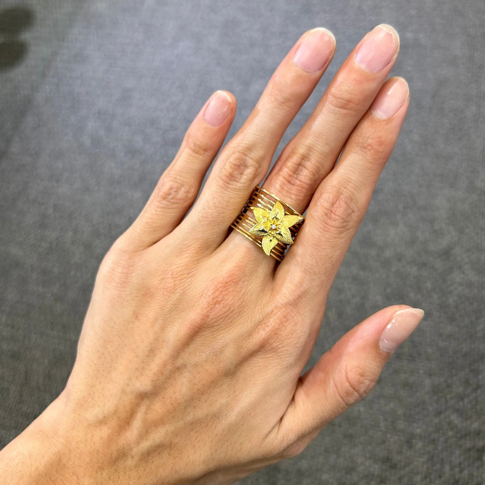 18K Gold Flower Multi Row Ring sold by Wish Fine Jewelry product image thumbnail 2