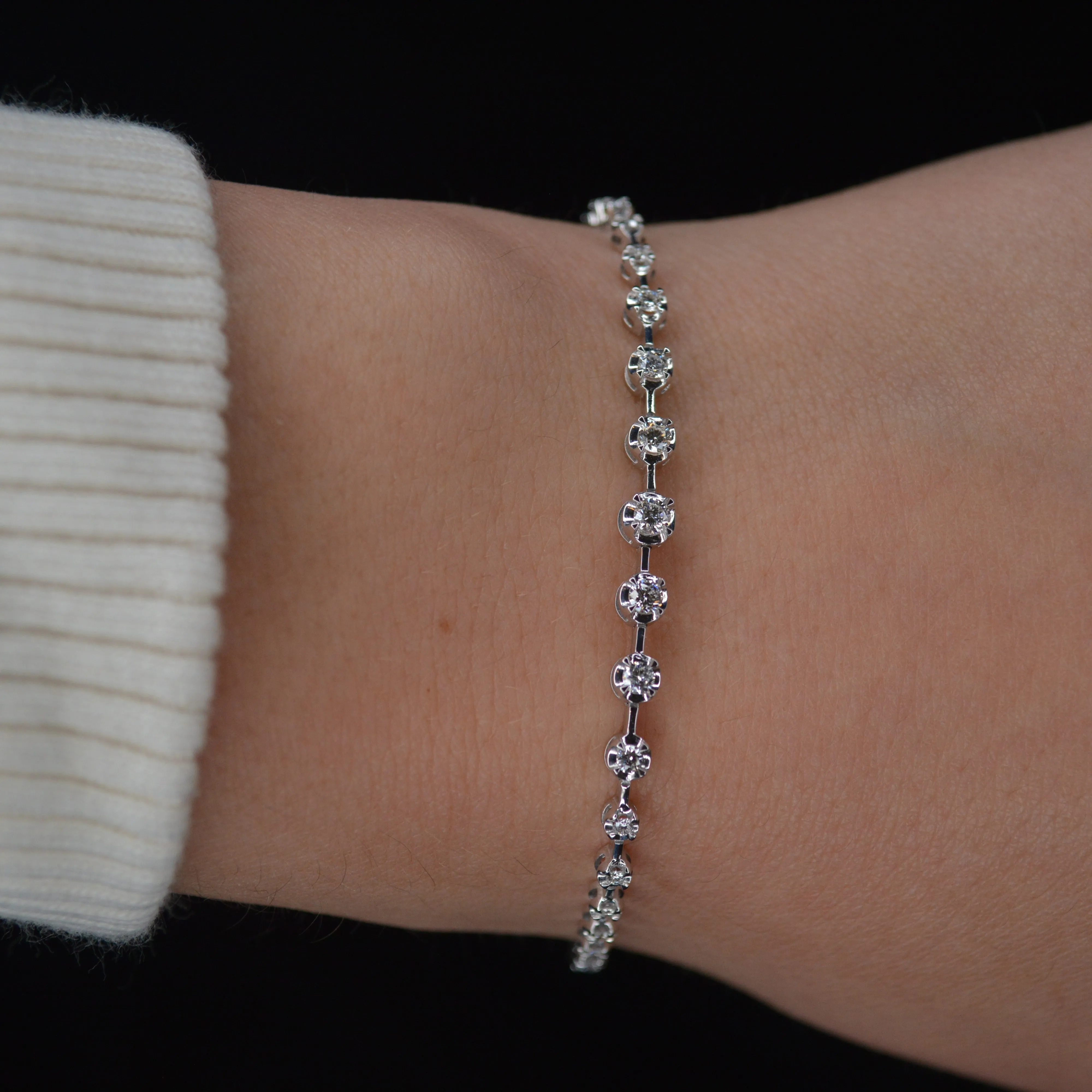 0.60ct Diamond 18K Gold Graduated Tennis Bracelet sold by Wish Fine Jewelry product image thumbnail 2