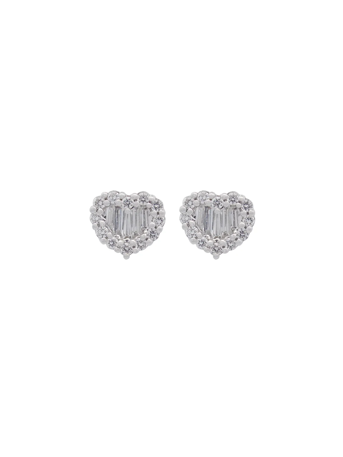 1.27ct Diamond 18K Gold Heart Baguette illusion Earrings sold by Wish Fine Jewelry