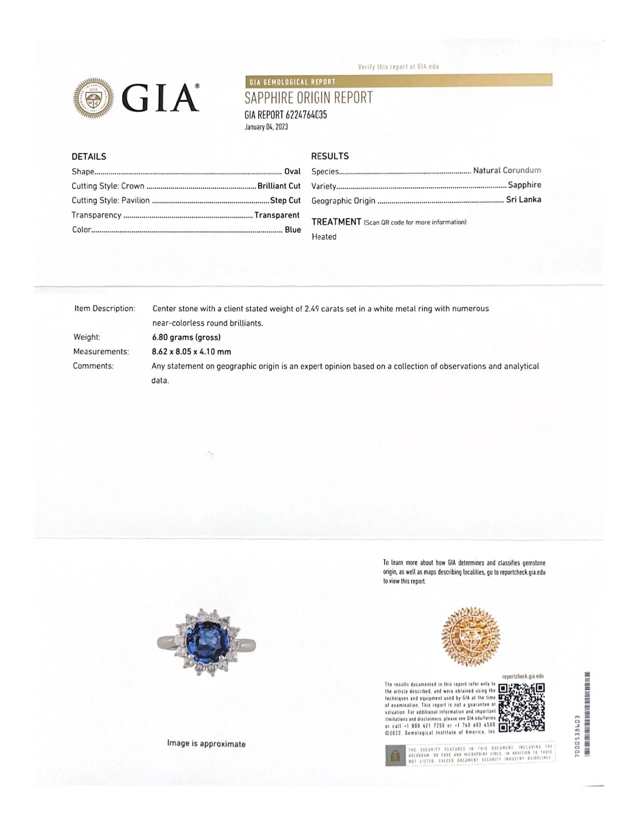 GIA 3.18ct Diamond Sri Lanka Sapphire Platinum Halo Ring sold by Wish Fine Jewelry product image thumbnail 4