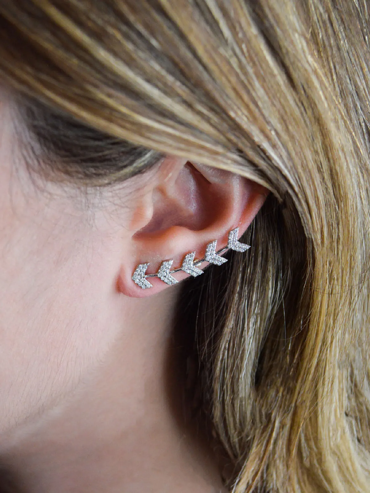 0.80ct Diamond 18K Gold Arrow Climber Earrings sold by Wish Fine Jewelry product image thumbnail 2