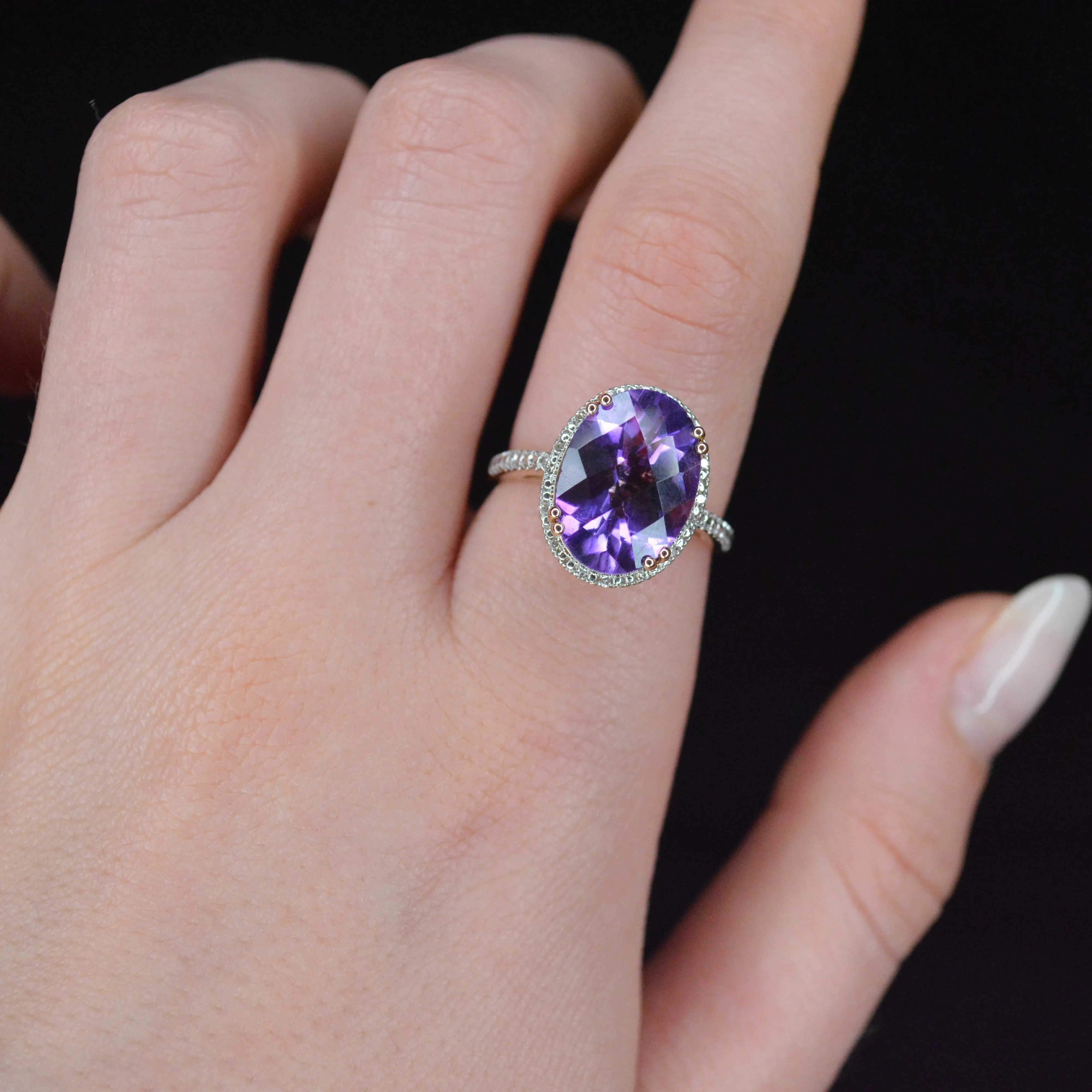 4.53ct Diamond Sapphire 14K Gold Oval Cocktail Ring sold by Wish Fine Jewelry product image thumbnail 2