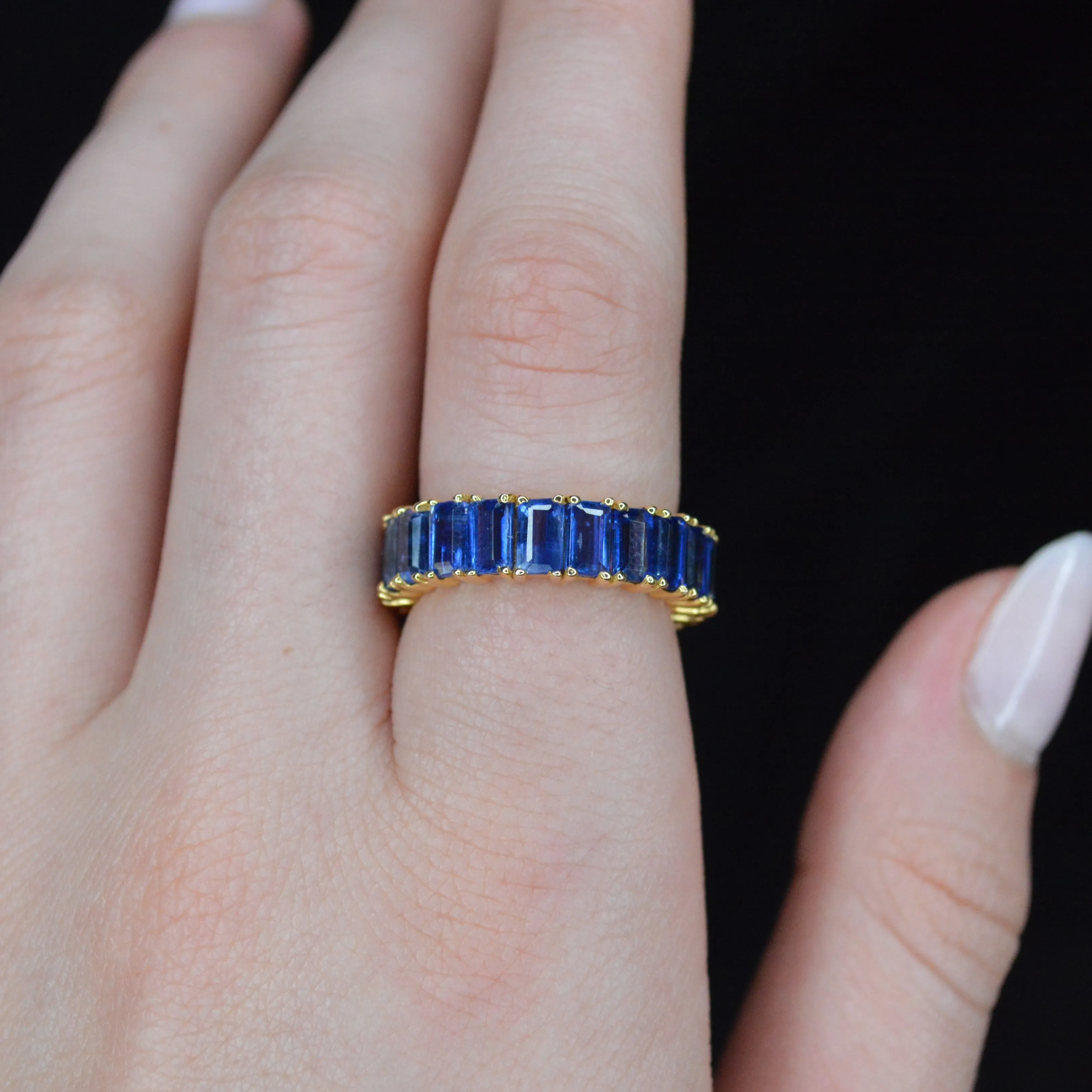 4.50ct Sapphire 14K Gold Eternity Band Ring sold by Wish Fine Jewelry product image thumbnail 2