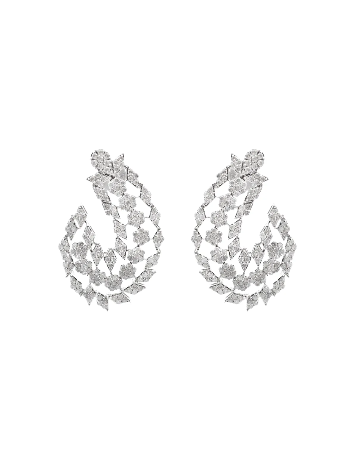 3.64ct Diamond 14K Gold Curved Statement Earrings sold by Wish Fine Jewelry