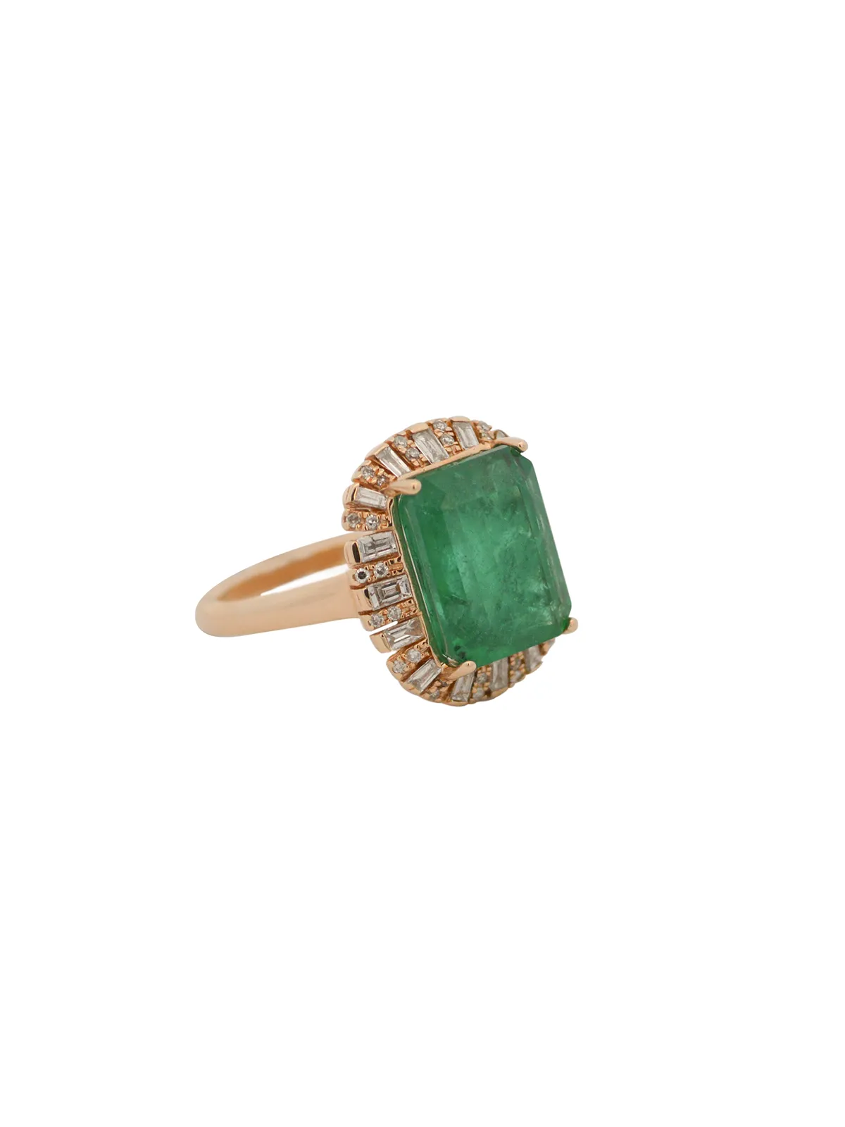 5.27ct Diamond Emerald 14K Gold Halo Cocktail Ring sold by Wish Fine Jewelry product image thumbnail 2