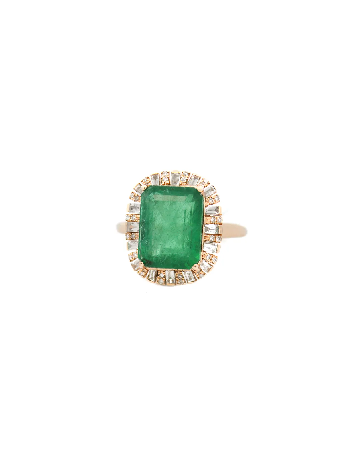 5.27ct Diamond Emerald 14K Gold Halo Cocktail Ring sold by Wish Fine Jewelry