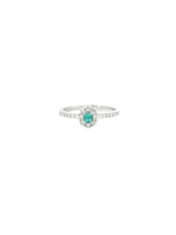 0.39ct Diamond Paraiba Tourmaline Platinum Halo Ring sold by Wish Fine Jewelry