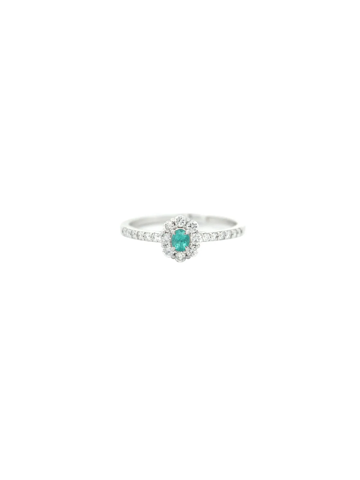 0.39ct Diamond Paraiba Tourmaline Platinum Halo Ring sold by Wish Fine Jewelry