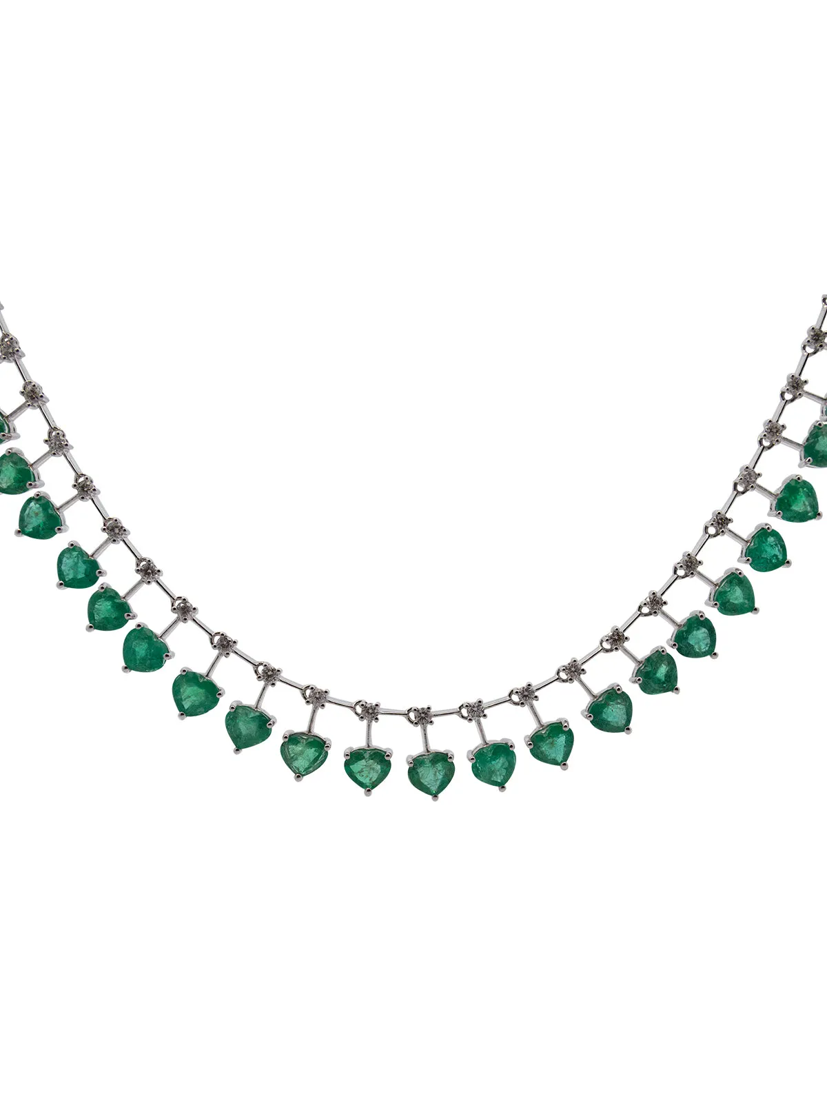 14.96ct Diamond Emerald 18K Gold Floating Heart Necklace sold by Wish Fine Jewelry