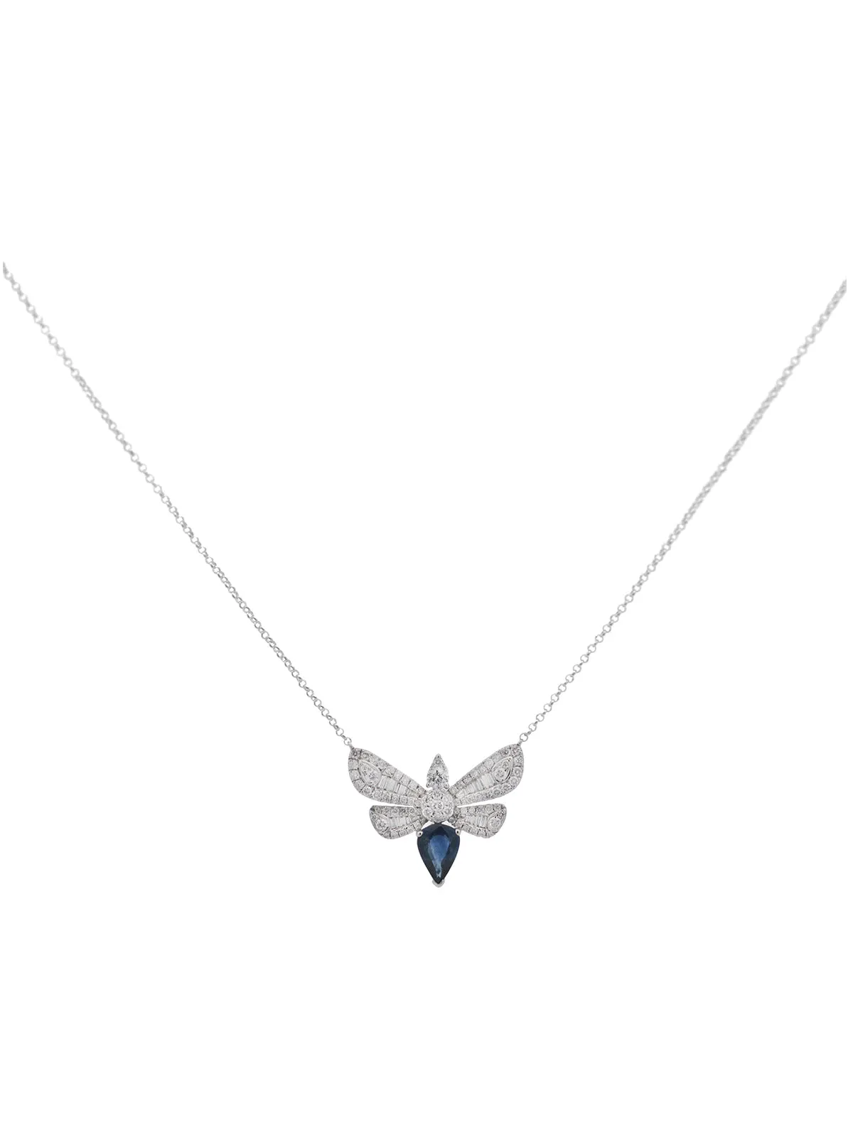 1.60ct Diamond Sapphire 18K Gold Dragon Fly Necklace sold by Wish Fine Jewelry