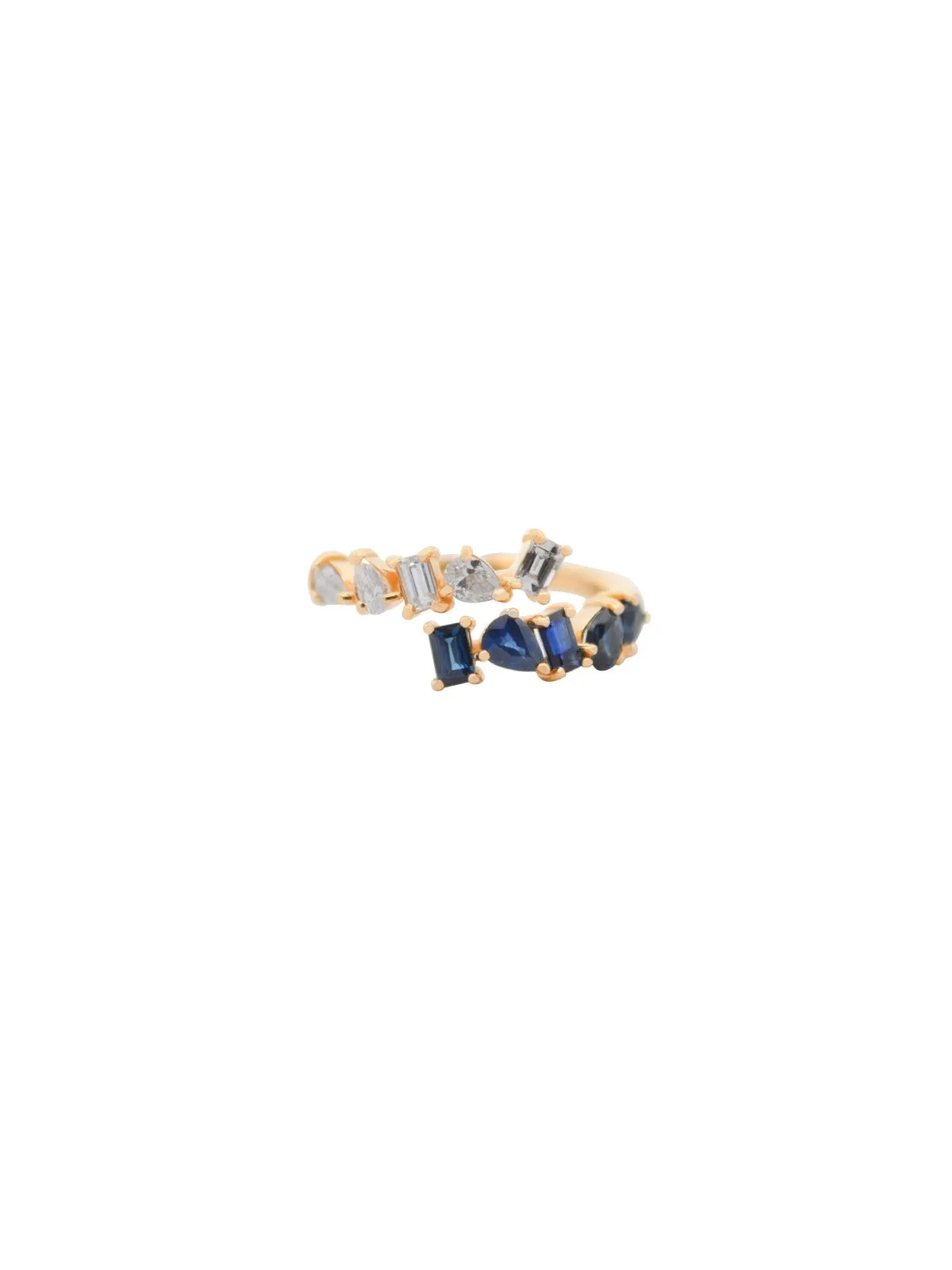 1.33ct Diamond Sapphire 18K Gold Multi Shaped Bypass Ring sold by Wish Fine Jewelry