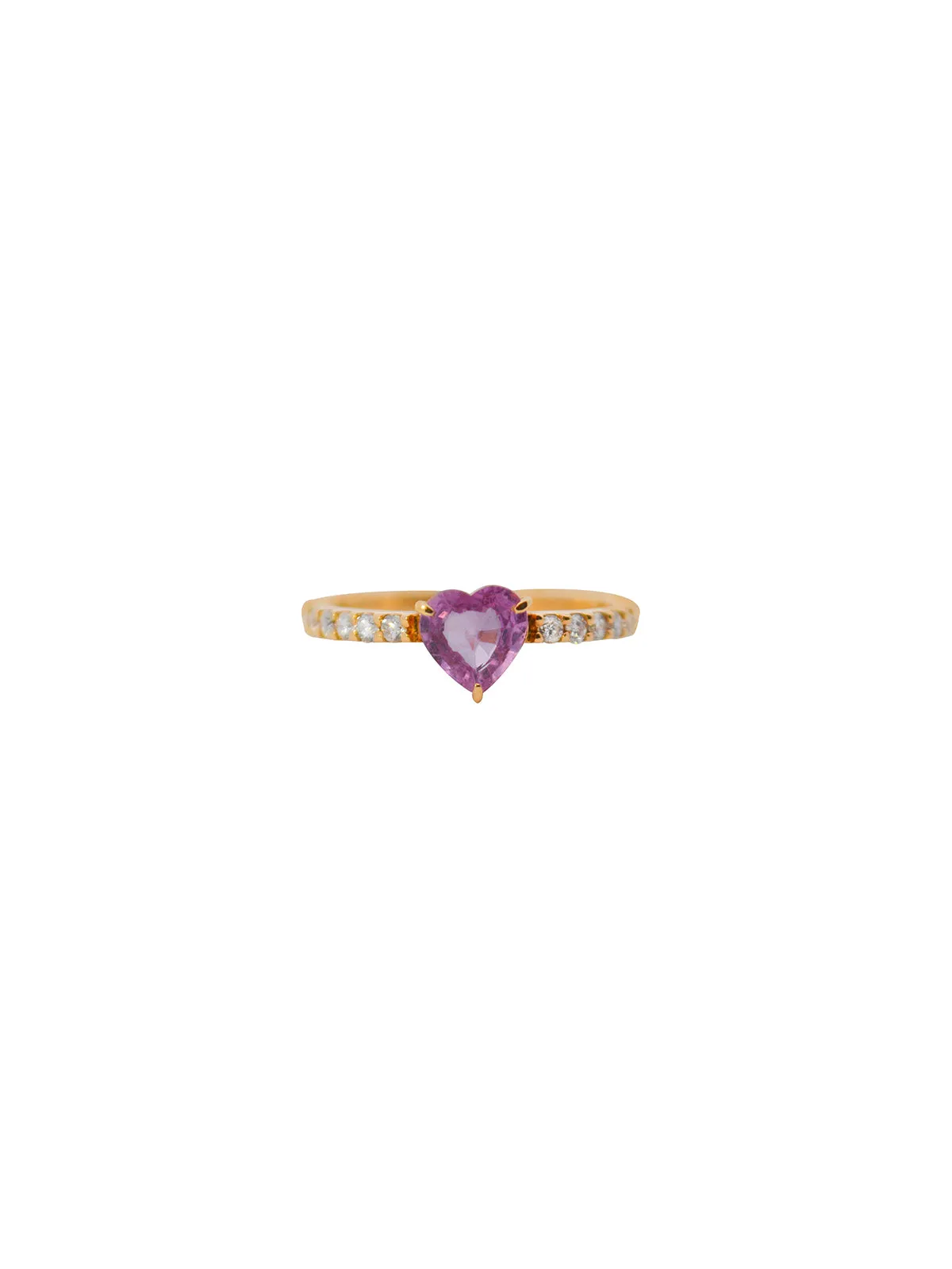 1.26ct Diamond Pink Sapphire 18K Gold Solitaire Heart Ring sold by Wish Fine Jewelry