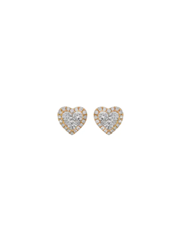 0.83ct Diamond 18K Gold Heart Stud Earrings sold by Wish Fine Jewelry